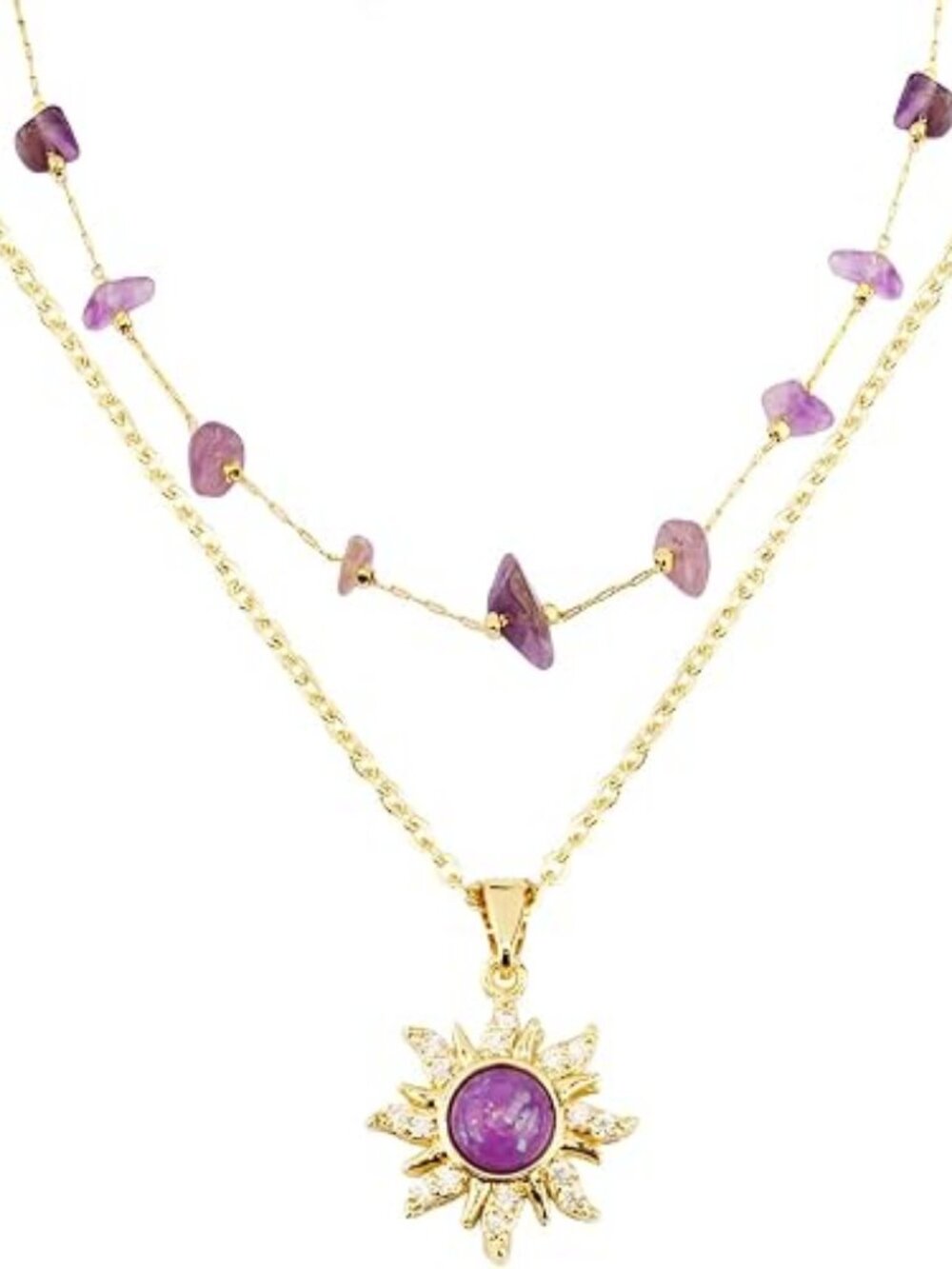Purple Sun Necklace Set for Women Rapunz Costume Accessories 2 Pcs